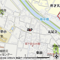 愛知県愛西市草平町道下周辺の地図