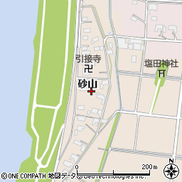 愛知県愛西市塩田町砂山周辺の地図