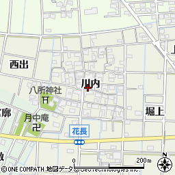 愛知県あま市花長川内周辺の地図
