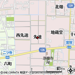 愛知県あま市富塚先速周辺の地図