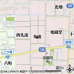 愛知県あま市富塚（先速）周辺の地図