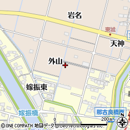愛知県稲沢市平和町東城外山周辺の地図