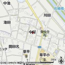 愛知県愛西市草平町中屋周辺の地図