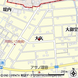 愛知県愛西市勝幡町大矢周辺の地図