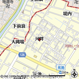 愛知県愛西市勝幡町河畔周辺の地図