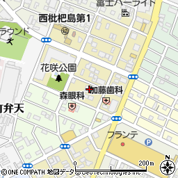 愛知県清須市西枇杷島町花咲周辺の地図