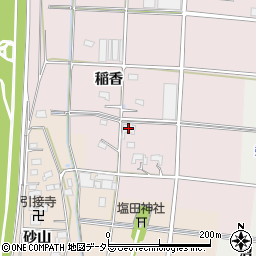 愛知県愛西市下大牧町稲香周辺の地図
