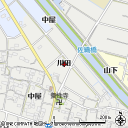 愛知県愛西市草平町川田周辺の地図