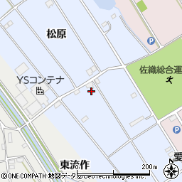 愛知県愛西市二子町松原周辺の地図