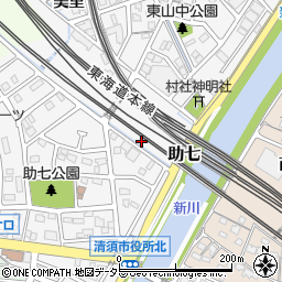 愛知県清須市助七周辺の地図