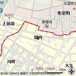 愛知県愛西市勝幡町堤内周辺の地図