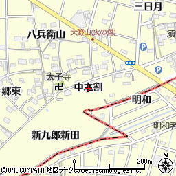 愛知県愛西市大野山町（中之割）周辺の地図
