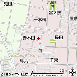 愛知県あま市古道赤本田周辺の地図