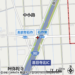 愛知県あま市石作（阿弥陀寺）周辺の地図