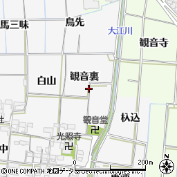 愛知県あま市花正観音裏周辺の地図