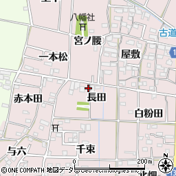 愛知県あま市古道長田周辺の地図