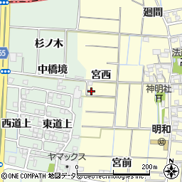 愛知県あま市中橋宮西周辺の地図