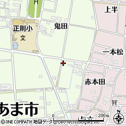 愛知県あま市二ツ寺鬼田周辺の地図