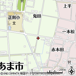 愛知県あま市二ツ寺（鬼田）周辺の地図