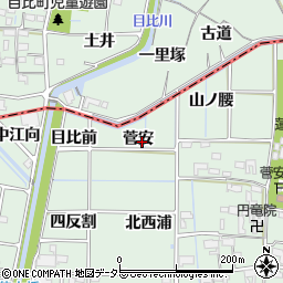愛知県あま市蜂須賀菅安周辺の地図
