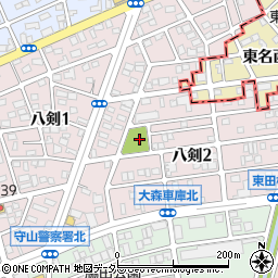 八釼公園周辺の地図