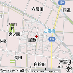 愛知県あま市古道屋敷周辺の地図