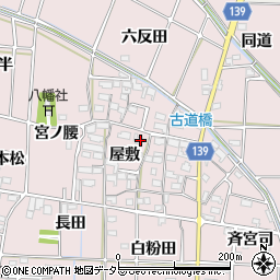愛知県あま市古道（屋敷）周辺の地図