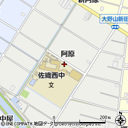 愛知県愛西市草平町阿原周辺の地図