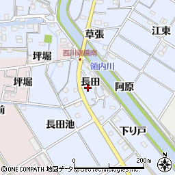 愛知県愛西市西川端町長田周辺の地図