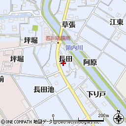 愛知県愛西市西川端町（長田）周辺の地図