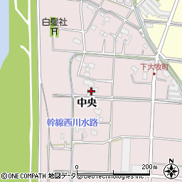 愛知県愛西市下大牧町中央周辺の地図