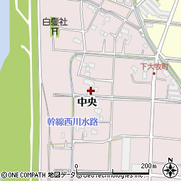 愛知県愛西市下大牧町（中央）周辺の地図