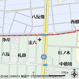 愛知県あま市蜂須賀法六周辺の地図