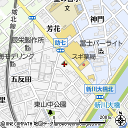 愛知県清須市助七東山中周辺の地図