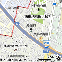 愛知県清須市西枇杷島町古城周辺の地図