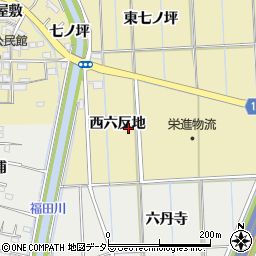 愛知県あま市方領西六反地周辺の地図