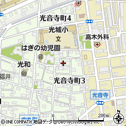 愛知県名古屋市北区光音寺町3丁目34周辺の地図