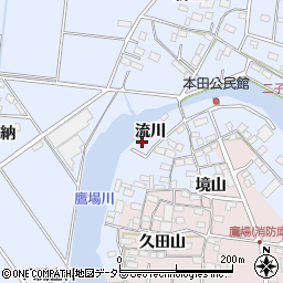 愛知県愛西市西川端町（流川）周辺の地図