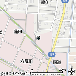 愛知県あま市古道（沢）周辺の地図