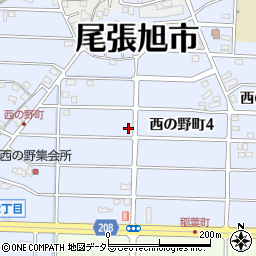 愛知県尾張旭市西の野町周辺の地図