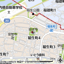 稲生山妙本寺周辺の地図