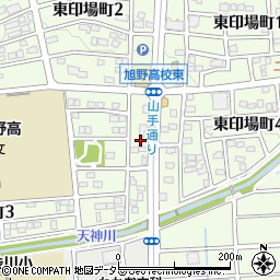 愛知県尾張旭市東印場町周辺の地図
