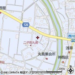 愛知県愛西市二子町丸島周辺の地図
