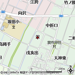 愛知県稲沢市目比町沢周辺の地図