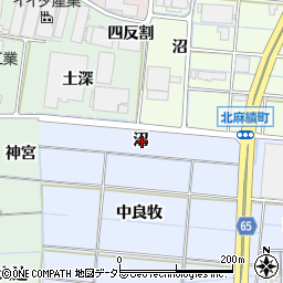 愛知県稲沢市南麻績町沼周辺の地図