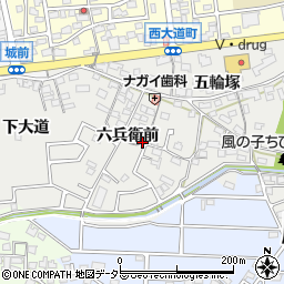 愛知県尾張旭市西大道町六兵衛前周辺の地図