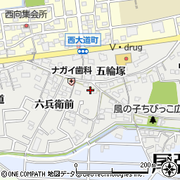 愛知県尾張旭市西大道町周辺の地図