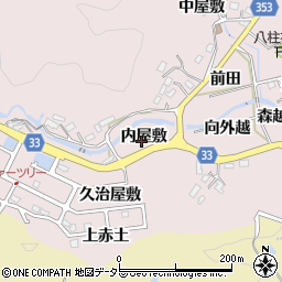 愛知県豊田市折平町内屋敷周辺の地図