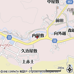 愛知県豊田市折平町（内屋敷）周辺の地図