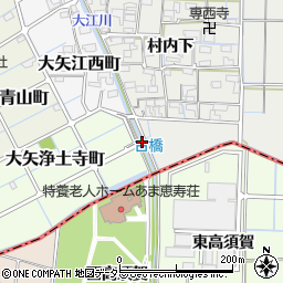 愛知県稲沢市大矢町（栢）周辺の地図